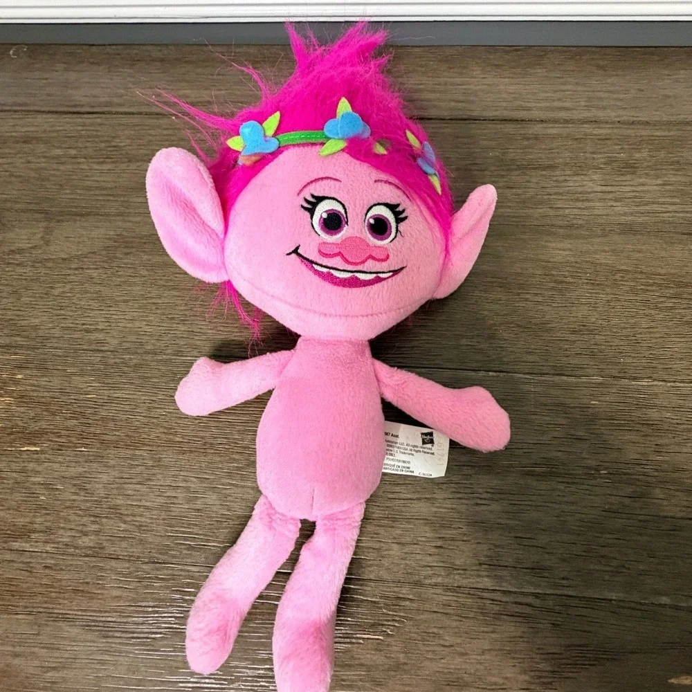 Dreamworks Trolls Poppy Plush Toy Pink Flowers‎ Hair Kids 2015